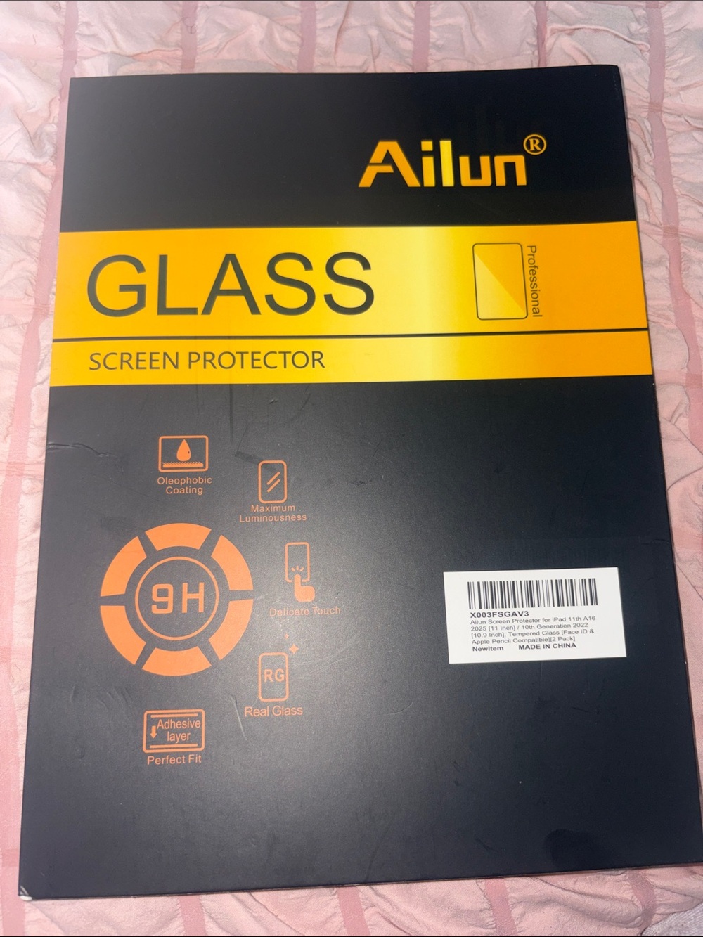Ailun Black and Yellow Glass Screen Protector for Tablet